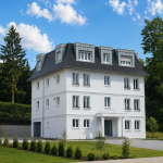 Stadtvilla mit Mansardendach, Biberschwanz- und Stehfalzdeckung